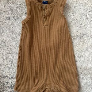 Old Navy Ribbed Button-Front Romper in Caramel